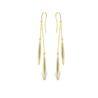 9ct Yellow Gold Double Chain Drop Earrings