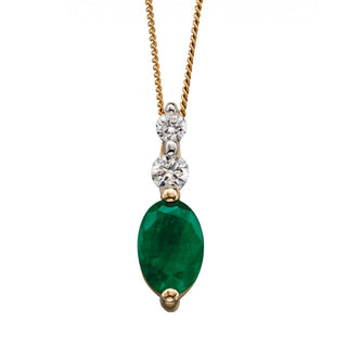 9ct Yellow Gold Emerald & Diamond Pendant