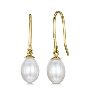 9ct Yellow Gold Freshwater Pearl Drop Earrings