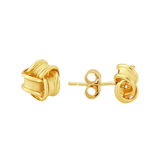 9ct Yellow Gold Frosted Knot Stud Earrings