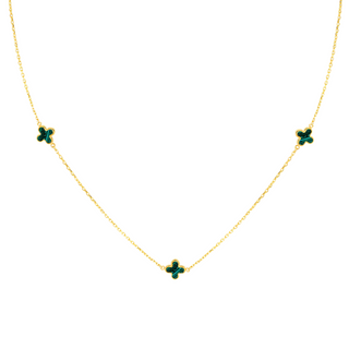 9ct Yellow Gold Malachite Petals Necklace