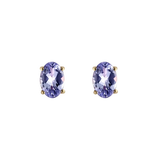 9ct Yellow Gold Oval Tanzanite Stud Earrings