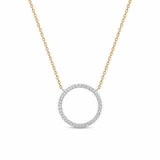 9ct Yellow Gold Pave Diamond Circle Necklace