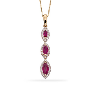 9ct Yellow Gold Ruby Marquise Pendant