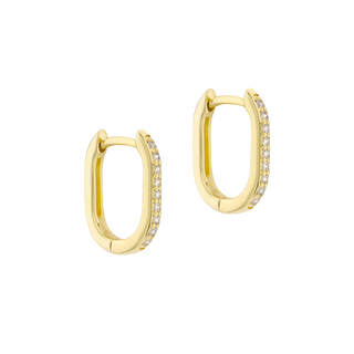 9ct Yellow Gold Small CZ Rectangle Hoops