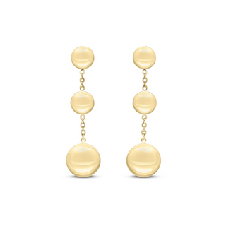 9ct Yellow Gold Triple Disc Drop Earrings