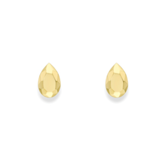 9ct Yellow Gold Faceted Teardrop Stud Earrings
