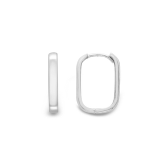 9ct White Gold Rectangualr Hoop Earrings