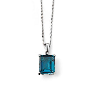 9ct White Gold London Blue Topaz Pendant