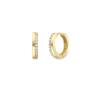 9ct Yellow Gold 10mm CZ Detail Huggie Hoops