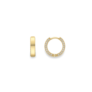 9ct Yellow Gold 10mm CZ Edge Huggie Hoop Earrings