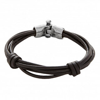 Unode50 Black Leather Knotted Multi-Strand Bracelet