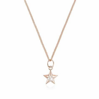 Rose Gold Plated Silver Star Pearl Necklace