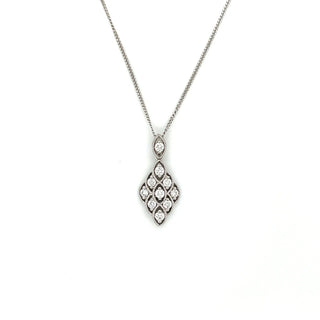 18ct White Gold Vintage Style Diamond Lattice Necklace