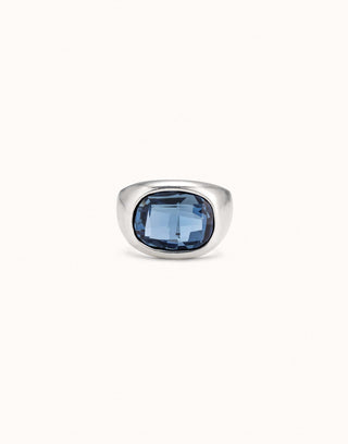 Unode50 Light It Up Ring | ANI0681AZUMTL | Blue Crystal Signet Ring