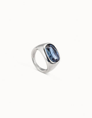 Unode50 Light It Up Ring | ANI0681AZUMTL | Blue Crystal Signet Ring