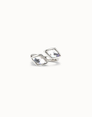 Unode50 Mystery Two White Crystal Open Ring