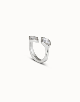 Unode50 Mystery Two White Crystal Open Ring