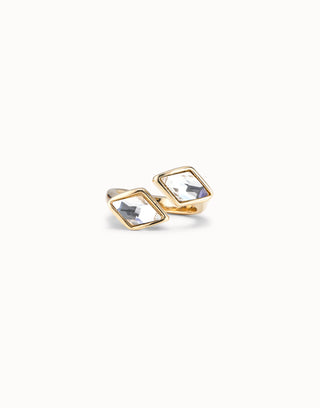 Unode50 Mystery Gold Two White Crystal Open Ring