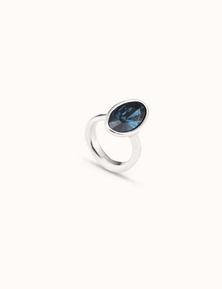 Unode50 The Queen Ring | ANI0740AZUMTL | Blue Crystal Silver Ring