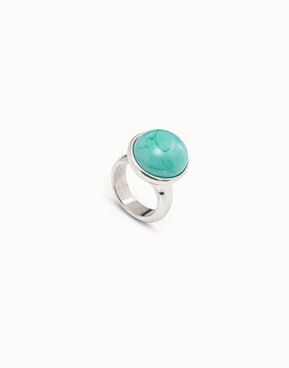 Unode50 Flashy Ring | ANI0746TQSMTL | Cyan Murano Glass Ring
