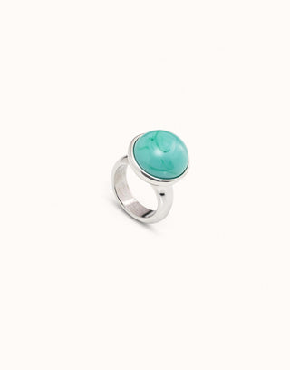 Unode50 Flashy Ring | ANI0746TQSMTL | Cyan Murano Glass Ring