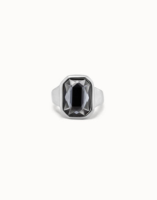 Unode50 Lock Ring  | ANI0767GRSMTL | Grey Stone Signet Ring
