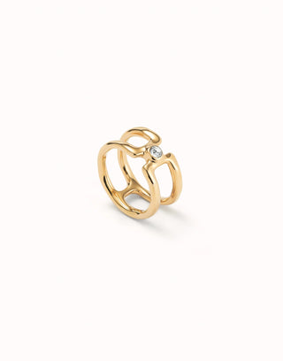 Unode50 Be Indomitable Gold Double White Topaz Ring