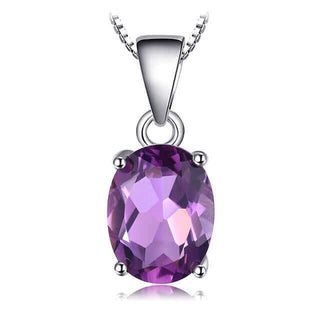 Silver Oval Amethyst Pendant