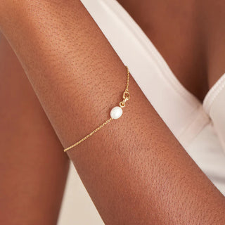 Ania Haie Gold Plated Silver Freshwater Pearl Link Chain Bracelet