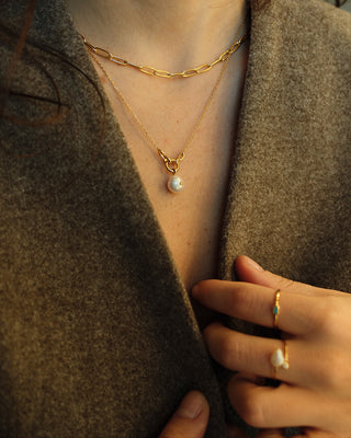 Ania Haie Gold Plated Silver Pearl Sparkle Pendant Necklace