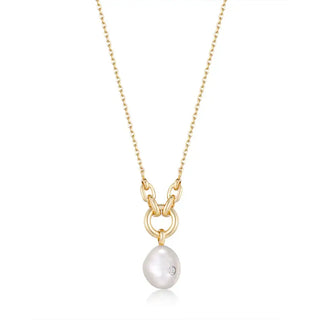 Ania Haie Gold Plated Silver Pearl Sparkle Pendant Necklace