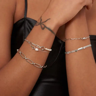 Ania Haie Silver Freshwater Pearl Link Chain Bracelet