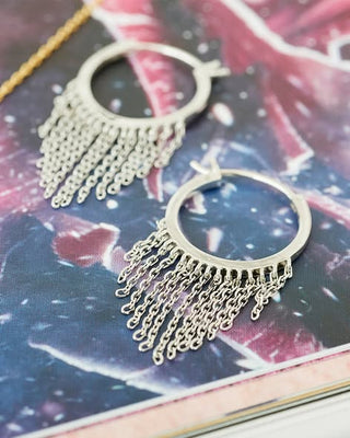 Ania Haie Silver Fringe Fall Hoop Earrings