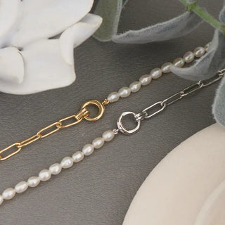 Ania Haie Silver Pearl Chunky Link Chain Necklace