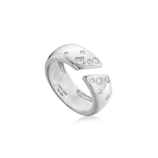 Ania Haie Silver Sparkle CZ Wide Adustable Ring