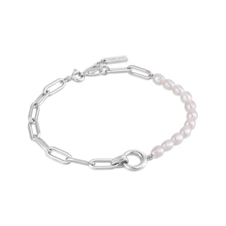 Silver Pearl Chunky Link Bracelet