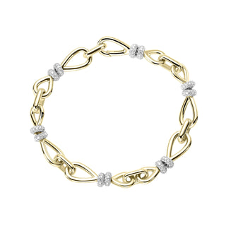 Gisser Gold Plated Silver CZ Bold Bands Bracelet - 18cm