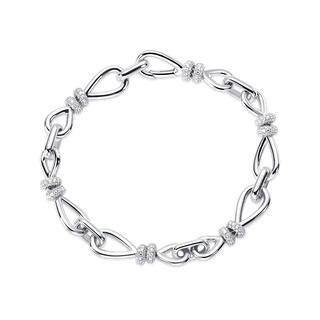 Gisser Silver CZ Bold Bands Bracelet - 18cm