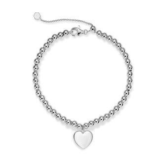 Gisser Silver Beaded Heart Bracelet