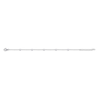 Silver bracelet with small beads on a white background