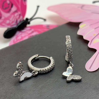 CZ Butterfly Huggie Hoops