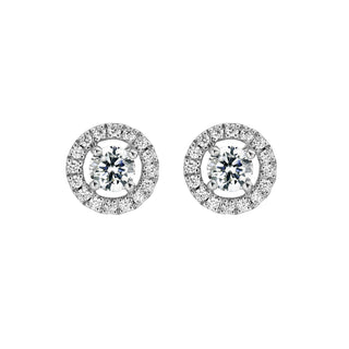Pair of diamond stud earrings on a white background