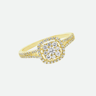 Gemma | 9ct Yellow Gold 0.52ct tw Lab Grown Diamond Cluster Halo Ring