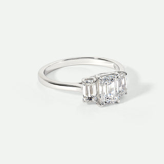 Murphy | 9ct White Gold 1.56ct tw Emerald Cut Lab Grown Diamond Three Stone Ring