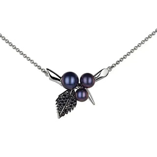 Shaun Leane Blackthorn Triple Pearl Leaf Pendant | BT008.SSBKNOS