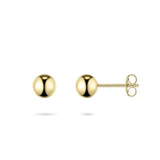 Gold ball earrings on a white background