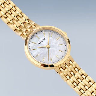Bering Ladies Classic Gold Mother of Pearl Dial Watch