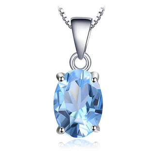 Silver Oval Blue Topaz Pendant