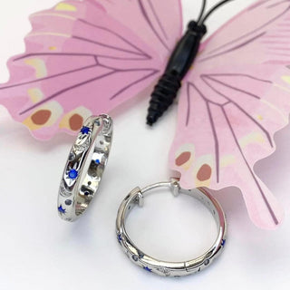 Silver Blue & White Celestial Hoops